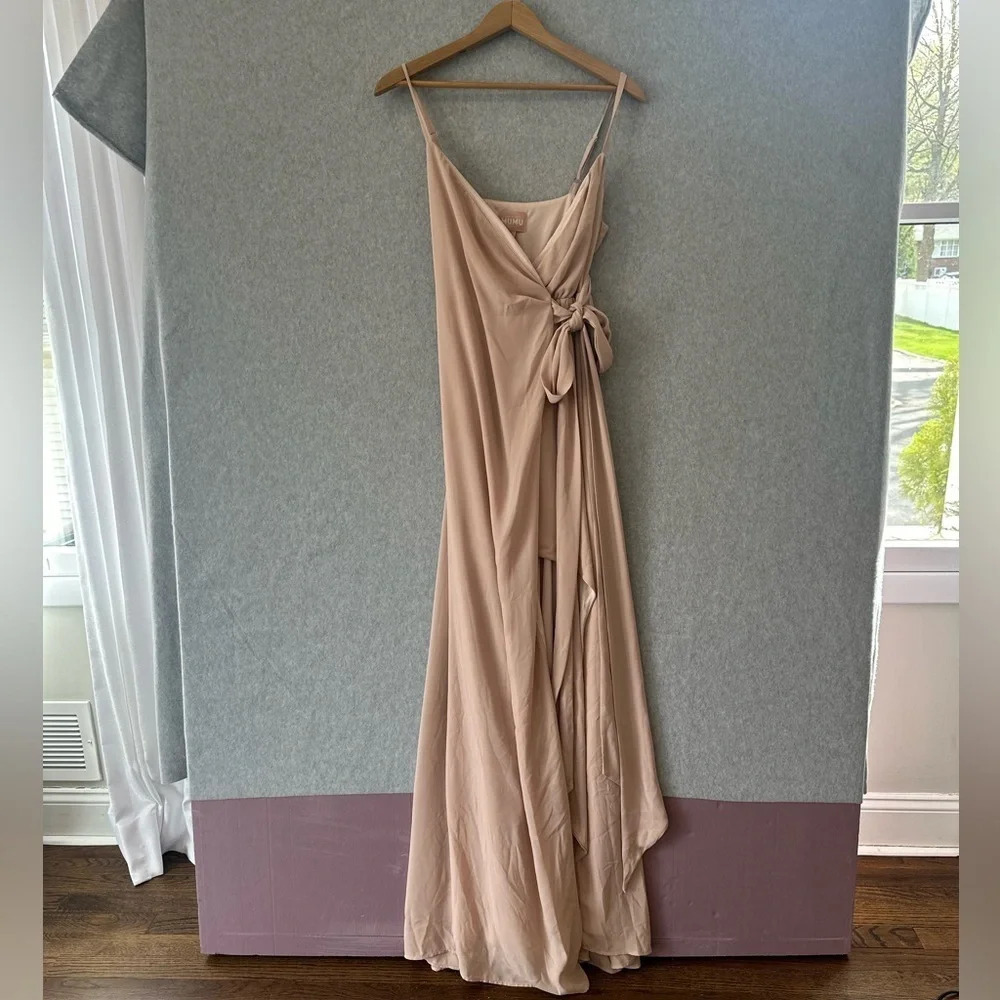 SHOW ME YOUR MUMU Bridal Mariah Wrap Maxi Dress Dusty Blush Size Small 2773